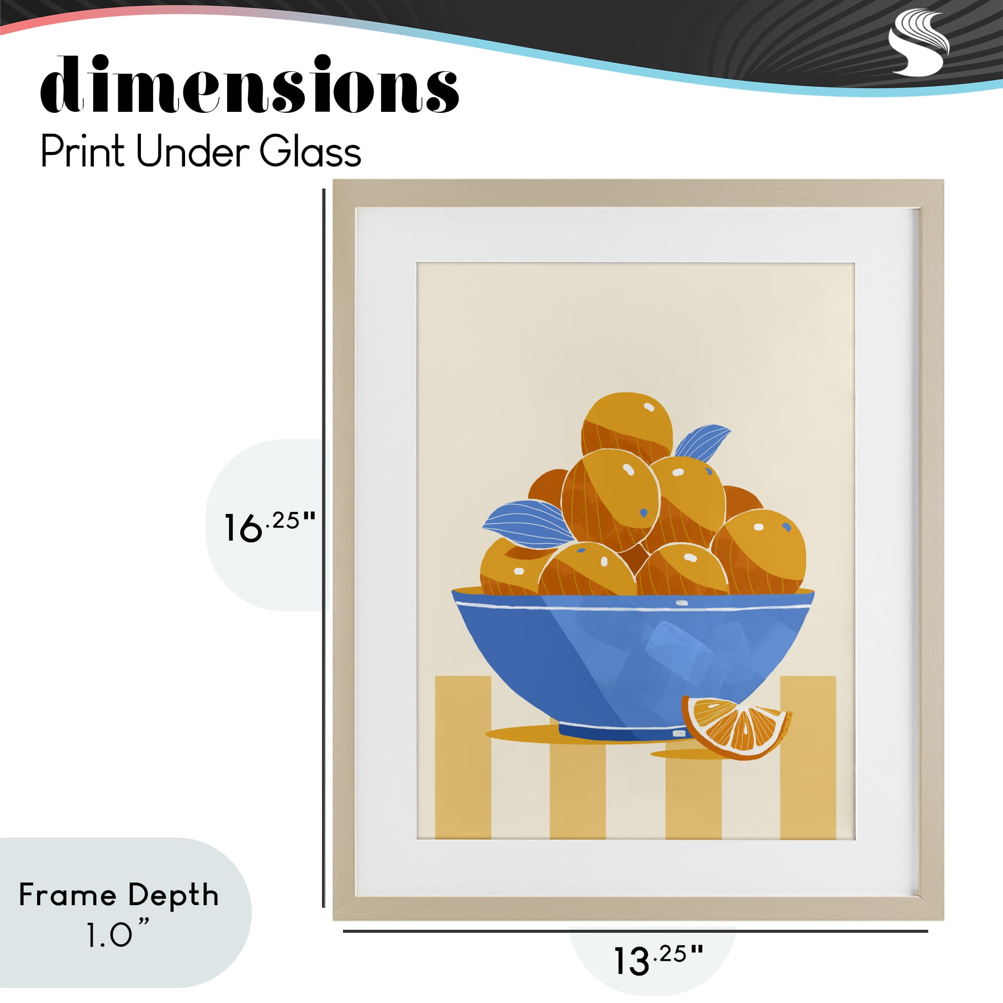 Stupell Industries Orange Citrus Bowl Striped Birch Framed Print Under Glass, design by Lucca Sheppard