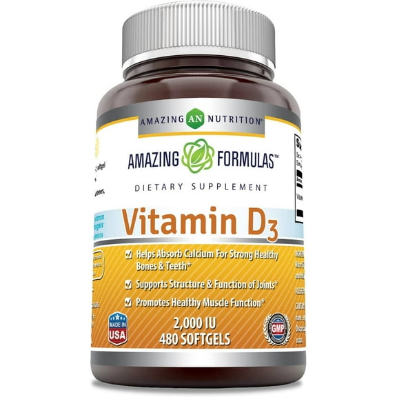 Amazing Formulas Vitamin D3 2000 IU, 480 Softgels