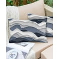 thumbnail image 2 of Outdoor Waterproof Throw Pillow Covers Set of 2 Abstract Sea Wave Decorative Pillowcases Lumbar Outdoor Pillows Cushion Case 20x12 Inch Dark Blue Ombre Patio Pillows for Couch Sofa Bed Garden, 2 of 9