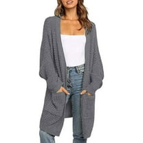 Women's Cardigans Casual Open Front Solid Color Knit Dolman Sleeves Sweater Oversized Long Sleeve Fall Outwear