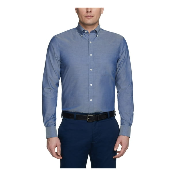 Camisa Tommy Hilfiger para hombre, no planchada, lisa, azul noche