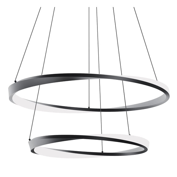 Afx OBRP3240LAJUDBK Oberon 40" Wide Led 2-Tier Ring Chandelier - Black