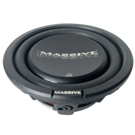Massive Audio GTS10 10 in. 300W RMS Dual 4 Ohm Shallow Mount Depth Subwoofer, Black