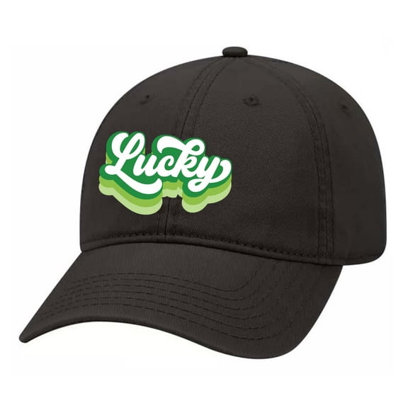 Women's St. Patrick's Day Retro Lucky Embroidered Adjustable Hat Baseball Cap, Black