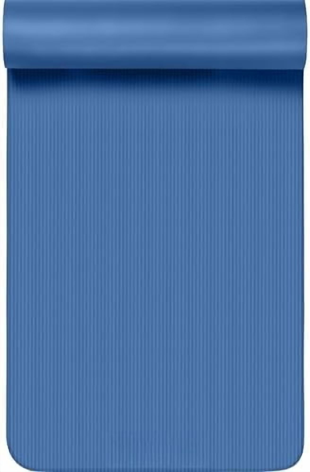 Solana Yoga Mat 1" Thick w/Nylon Strap for Men & Women - Non Slip Exercise Mat for Home Yoga, Pilates, Stretching, Floor & Fitness Workouts Denim Blue,1 inch