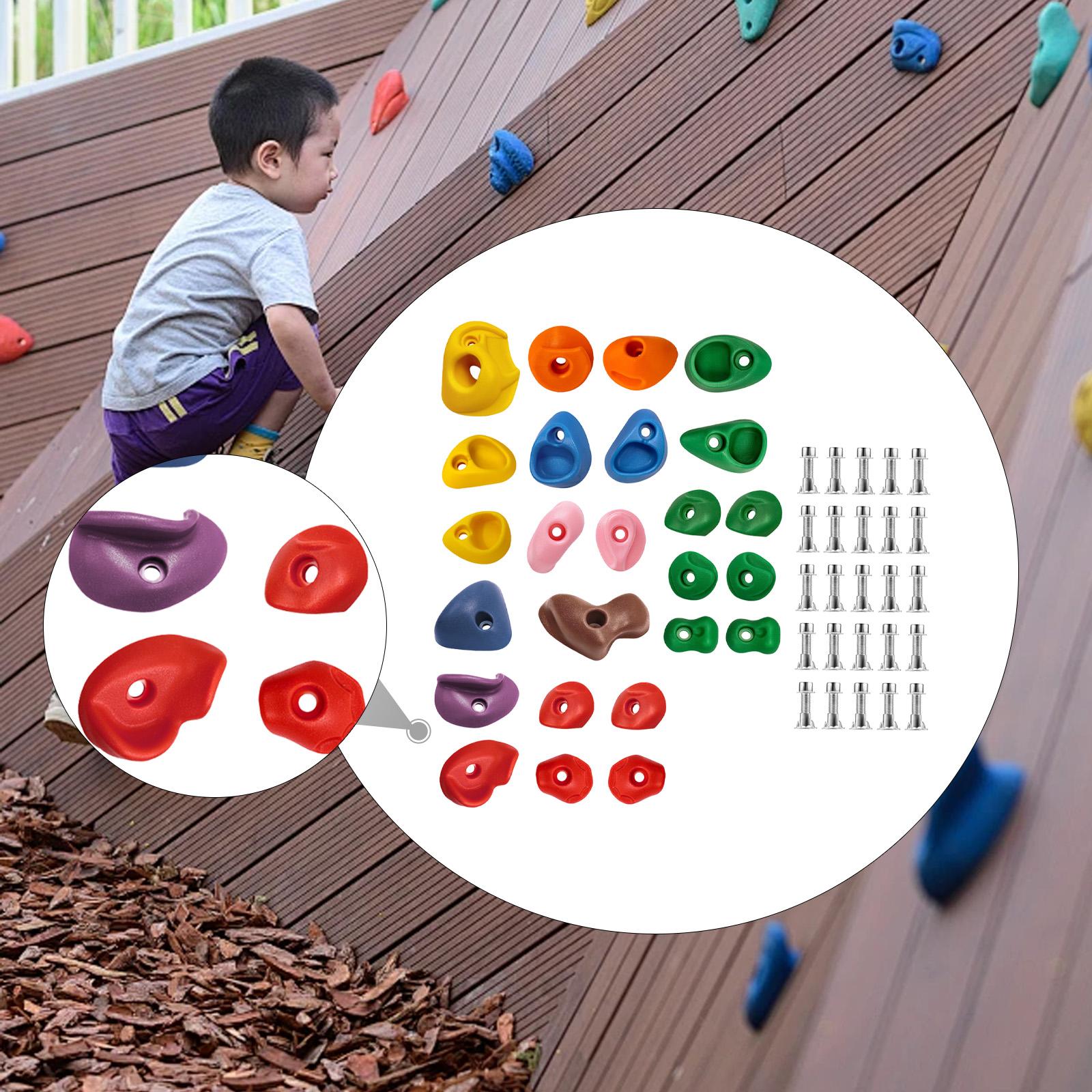 25 Pieces Climbing Rock Wall Grips Stones Multi Size Anti Slip Support for Kids Outdoor Playground Gym