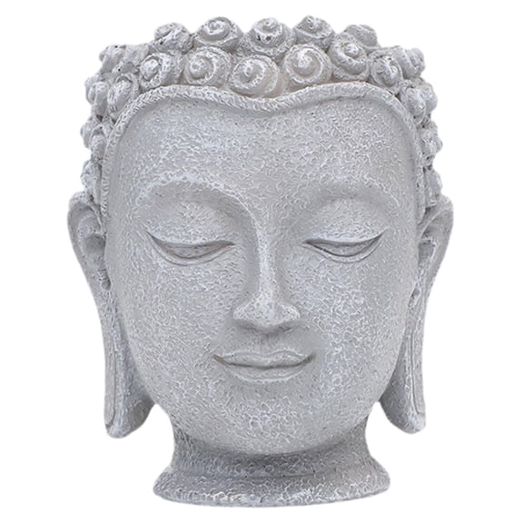 Buddha Head Flower Pot Figurine Planter Resin Drainage Hole Entryway Bedroom Office Tabletop Decoration 11.2cm