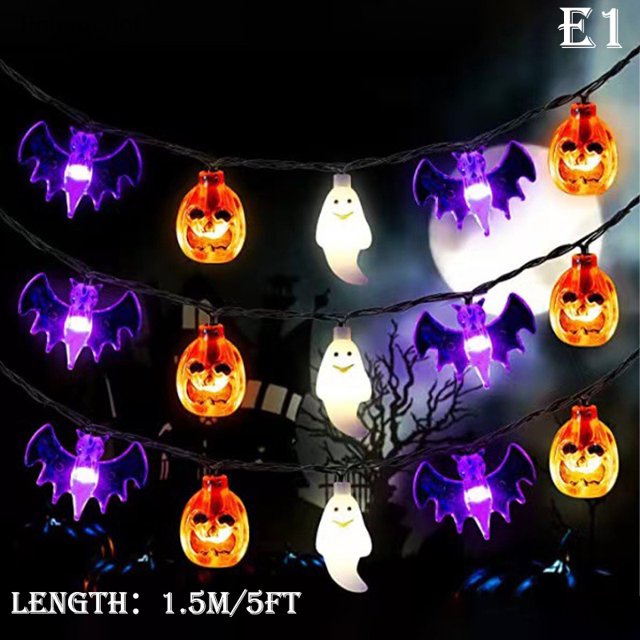 jinkeqcool Luces De Halloween Al Aire Libre Calabaza Murciélago Araña La Cadena A Prueba De Agua Decoraciones Para El Patio JKL