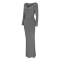 thumbnail image 6 of Manxivoo Summer Dresses 2023 Women's Solid Color V Neck Long Sleeves Backless Skinny Fit Long Dress Party Dress Grey, 6 of 9