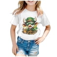 thumbnail image 4 of Shamrock Printed Kids Tops St Patricks Day Short Sleeve Round Neck T-Shirts Soft Cotton Casual Comfortable Spring Summer Boys Girls Apparel White 10-11 Years, 4 of 4