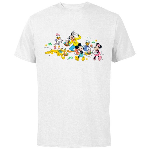 Disney Mickey and Friends Easter Egg Hunt - Short Sleeve Cotton T-Shirt for Adults - Customized-White