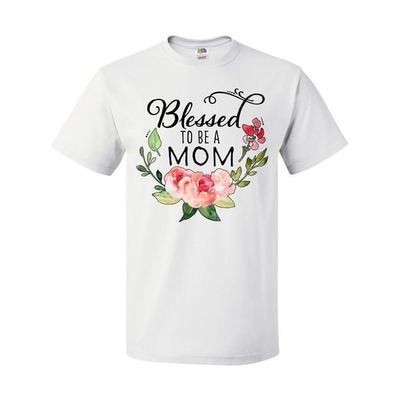 Inktastic Blessed to Be a Mom with Pink Flowers T-Shirt