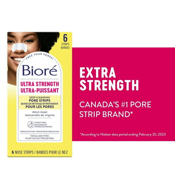 Bioré Ultra Deep Cleansing Pore Strips for Instant Pore Unclogging and Blackhead Removal, 6ct (Made in Japan), Dermatologist Tested | 6 ct