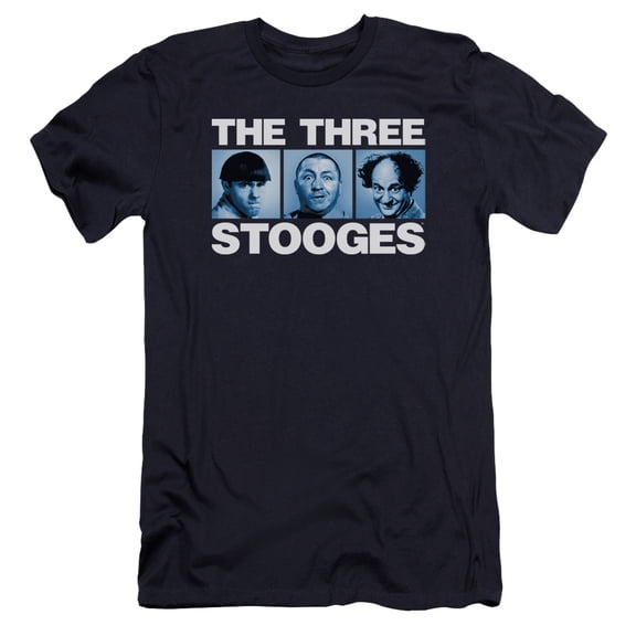 Three Stooges Three Squares Premium Canvas Adult Slim Fit 30/1 T-Shirt Navy