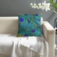 thumbnail image 5 of Dreamy Peacock Feathers, Teal and Purple, Glimmering Gold Velvet Throw Pillow Covers Sofa Pillowcase Car Square Throw Pillowcases Home Decoration 18x18Inch, 5 of 6