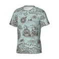 thumbnail image 3 of Yiaed Pirate Adventure Map Print Mens Short Sleeve Tight Fit T-Shirt, Crewneck Casual Tee-X-Large, 3 of 5