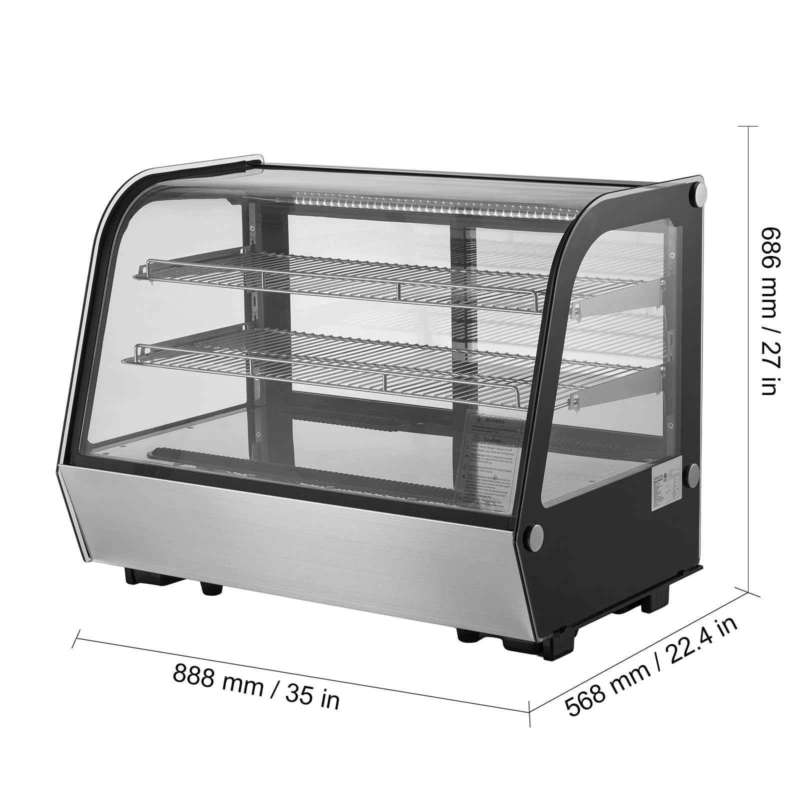 KFFKFF Chilled Display Unit, 5 Cu.Ft./146L Tabletop Dessert Showcase, Dual-Level Professional Display Fridge with Illuminated LED, Rapid Cooling, No-Frost Air-Circulation, Ideal for Bakehouse