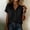 Black, variant on Women's Roll Sleeve Button Front Blouse – Lapel Collar, Single Pocket, Solid Color Summer Casual Top Blue，L
