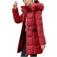 thumbnail image 5 of Lenago Winter Clothing for Women Casual Colored Long-Sleeved Hooded Jacket Lightweight Puffer Jacket(Red XL), 5 of 8