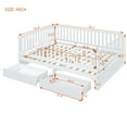 thumbnail image 4 of Full Size Daybed with Fence Guardrails and 2 Drawers, Wood Full Bed Frame with Storage, Split into Independent Floor Bed & Daybed for Bedroom, Living Room, White, 4 of 9