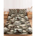 thumbnail image 2 of Queen Size Fitted Sheet Set - Moose Bear Icons 3 Piece Bedding Sets 16" Deep Pocket Fitted Sheet with 2 Pillowcases, Rustic Vintage Brown Forest Scenic Frames Brushed Microfiber Hotel Bed Sheets, 2 of 9