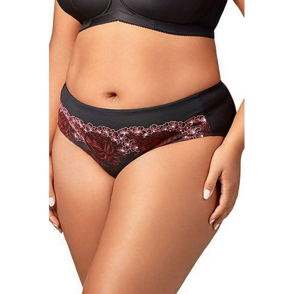 Women's Elila 3918 Swiss Embroidery Microfiber Panty (Black 5X)