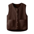 thumbnail image 2 of HAJWOH Women's Fuzzy Fleece Vest Oversized Sherpa Button Down Jacket Fall Fashion Warm Sleeveless Cardigan Outerwear, 2 of 6