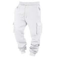 thumbnail image 2 of Men's Fleece Sweatpants with Pockets Heavyweight Winter Casual Joggers with Drawstring Elastic Waistband White S, 2 of 8