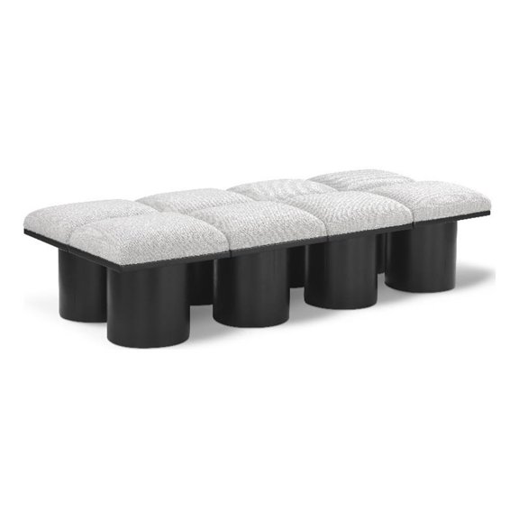 Meridian Furniture Pavilion Cream Boucle Fabric Bench