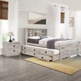 thumbnail image 7 of Twin Size Bed with Three Drawers and Trundle,Farmhouse Style Platform Bed with Bookcase Captain Frame for Boys Girls Kids Adults Toddler,No Need Box Spring,Rustic White, 7 of 7