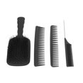 thumbnail image 3 of Peine de cola multifuncional, cepillo de pelo con paleta, peine de dientes anchos, peine de doble diente, conjunto de peine para el cabello, caja negra empaquetada, 4 Uds., 3 of 14