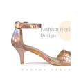 thumbnail image 3 of BLISSFUL STEP Open Toe Ankle Strap Kitten Heel Sandals for Women Rose Gold 7, 3 of 6