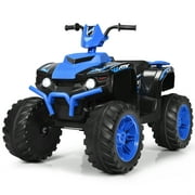 Gymax 12V Electric Kids Ride On Car ATV 4-Wheeler Quad w/ Music LED Light Navy