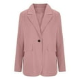 thumbnail image 5 of Hueook Fall Jackets for Women 2025 Women's Fashion Solid Button Suit Coat Long Sleeve Hatless Casual Coat Blouse Pink L, 5 of 6