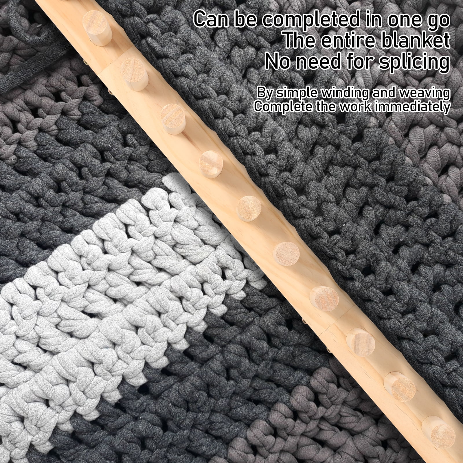 47inch Chunky Blanket Loom Foldable Wooden Chunky Weaving Frame Adjustable Size Hand Knitting Tool for Beginners Crafts