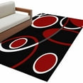 thumbnail image 6 of Black Red Area Rug 3x5 Washable Rug Non Slip White Circle Geometric Abstract Texture Large Area Rug Indoor Floor Carpet for Entryway Bedroom Kitchen Living Room Home Office Dining Room Nursery, 6 of 8