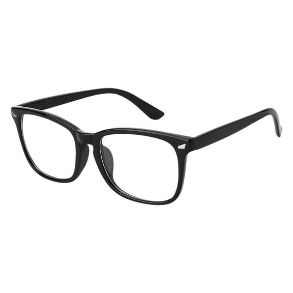 Forestwhale Oversized Square Transparent Lens Glasses for Women Men Lightweight for All Gender Use Black
