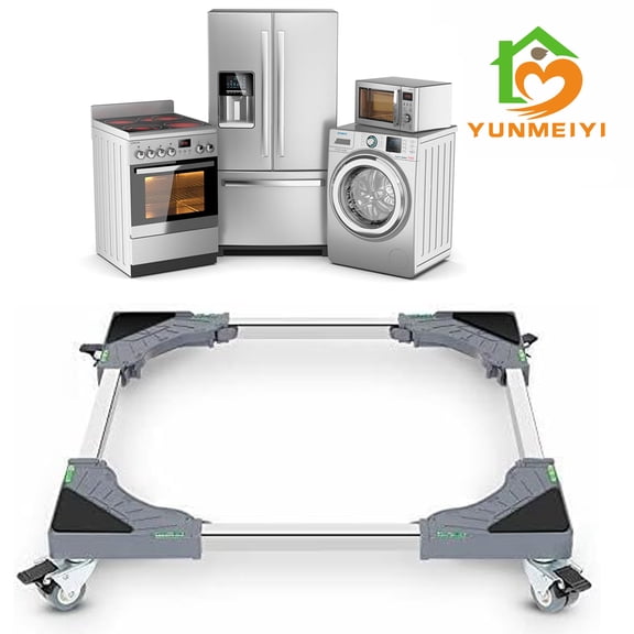 YUNMEIYI Fridge Stand with 4 Locking Wheels 18"-25" Adjustable Dolly Washing Machine Stand Universal Stand Base for Furniture Portable Refrigerator Dryer Stand (Grey)
