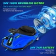 thumbnail image 4 of JOYLDIAS 24V Electric 360 Degrees Rotating Ride on Drift Car Drifting Go Kart for Kids with 2 Speeds, Brushless Motor, Flashing Lights, Flag, Music, Bluetooth (Blue), 4 of 9