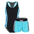 thumbnail image 3 of Zaldita Girls Swimsuit One Piece Swimming Suit for Practice and Competition Bathing Suit with Shorts Blue 16, 3 of 7