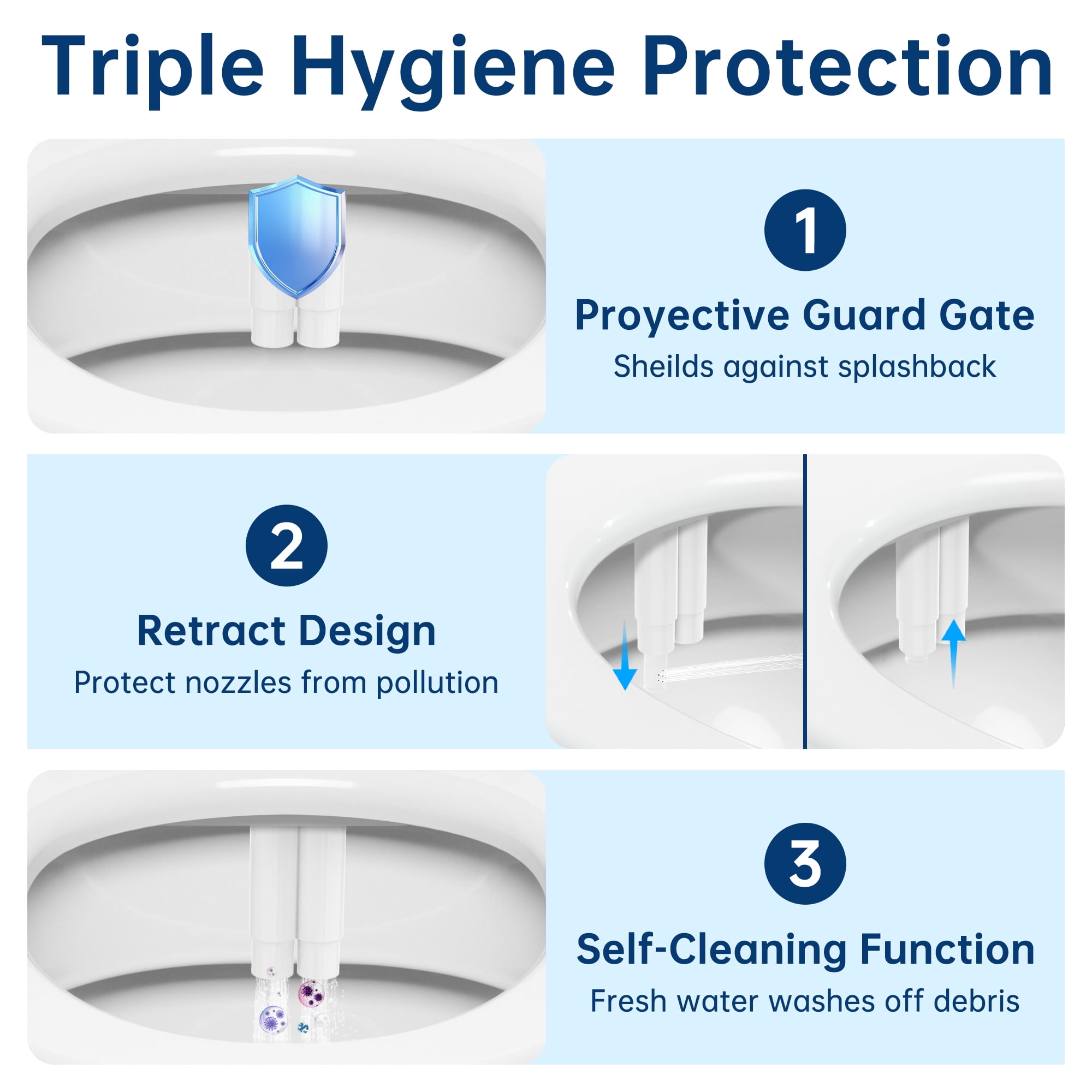 Upgrade Bidet Attachment for Toilet Seat, Adjustable Angle＆Water Pressure, Non-Electric Bidet Attachment for Feminine & Rear Wash, Fresh Cold Water Bidet Toilet Seat Attachment B020