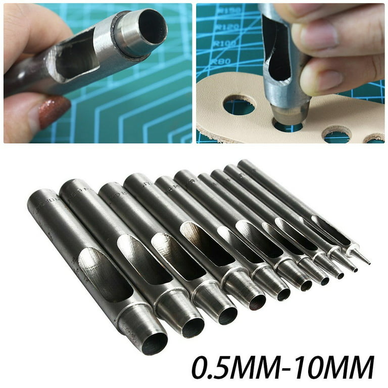 10 PCS Heavy Duty Leather Hollow Hole Punch Set DIY Craft Hand Tools  0.5-5mm NEW – Tacos Y Mas