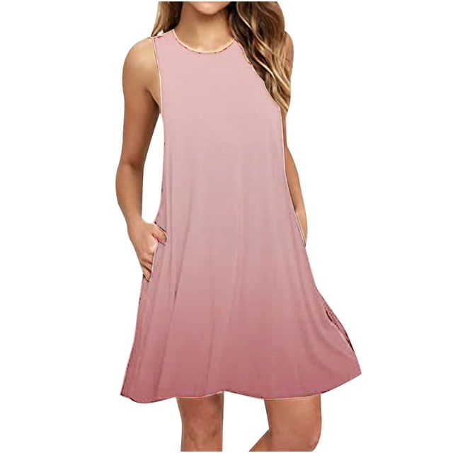 Birdeem Robe d'Été Décontractée Sans Manches à Col Rond Imprimée pour Femmes Robe Ample