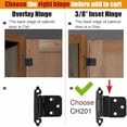 thumbnail image 3 of 3/8 Inch Inset Cabinet Door Hinges Black, 4 Pack 2 Pairs Flush Face Mount Cupboard Self-Closing Kitchen Cabinet Hardware Hinges, CH201-BK-P4, 3 of 9