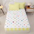 thumbnail image 4 of Erosebridal Yellow Plaid Buffalo Zipper Twin Comforter Sets with Fitted Sheet and 2 Pillowcases,White Check Retro Zipper Bedding Set For Girls,Polkadot Reversible,4pcs, 4 of 7