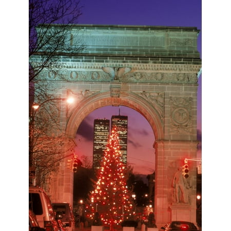 Christmas Tree in Washington Square Arch, NYC Print Wall Art By Rudi Von