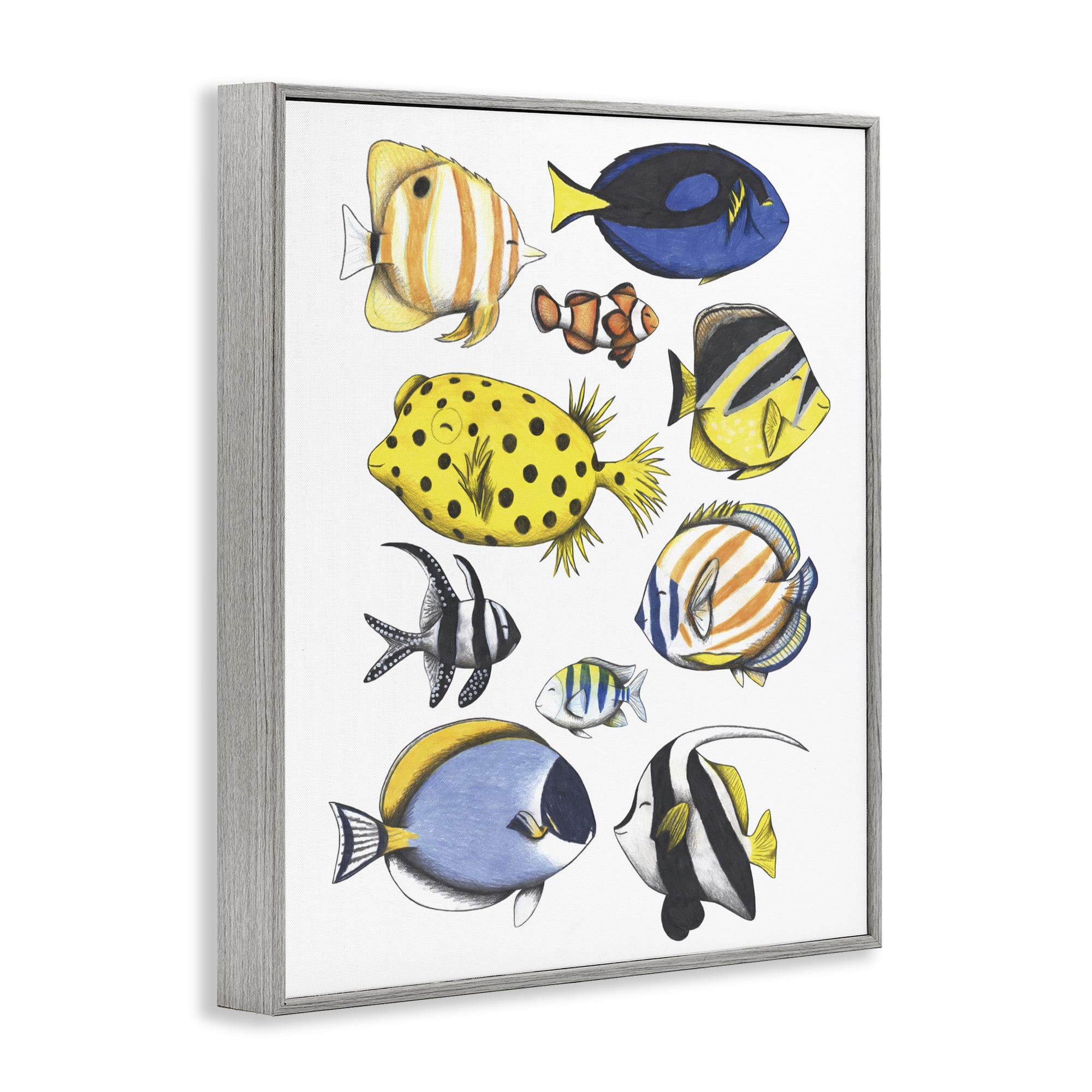 Stupell Industries Aquatic Fishes Collection Gray Framed Giclee Art, design by Cecilia Battaini