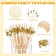 thumbnail image 2 of Uxcell 100-Pack Cocktail Picks, 4.7 Inch Long Bamboo Fancy Toothpicks for Barbecue/Charcuterie Boards/Drinks/Fruit [Gold Tone, Bead], 2 of 3