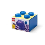 Room Copenhagen LEGO Stackable Plastic 4 Knob 5.7L Storage Box with Top Lid, Translucent Blue