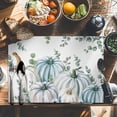 thumbnail image 6 of Fall Pumpkin Placemats Set of 12 Green Eucalyptus Leaves Heat Insulated Linen Place Mats, Washable Stain-Proof Table Mats for Dining Tables Holiday Decor 13x19inch, 6 of 9
